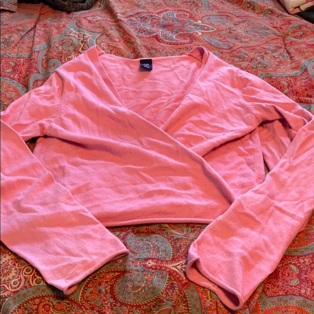 GAP pink wrap sweater size large